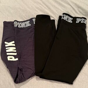 PINK Victoria's Secret Black and Dark Gray Leggings